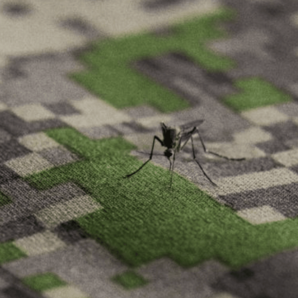 Close up photo of mosquito on Insect Guard fabric