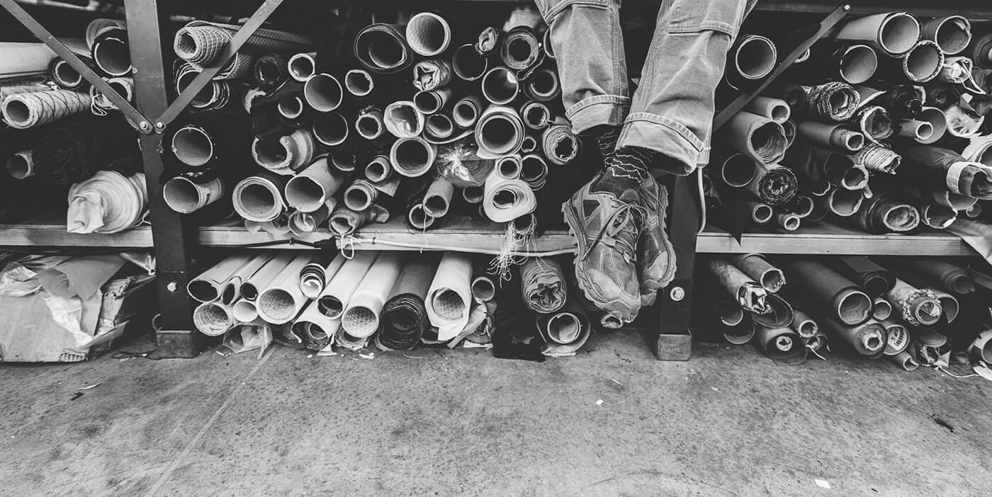 Richard Siberell sitting atop designs