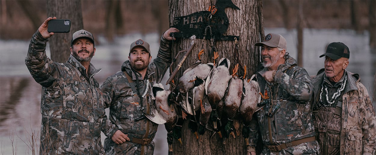 Taking a selfie with some mallards in the timber