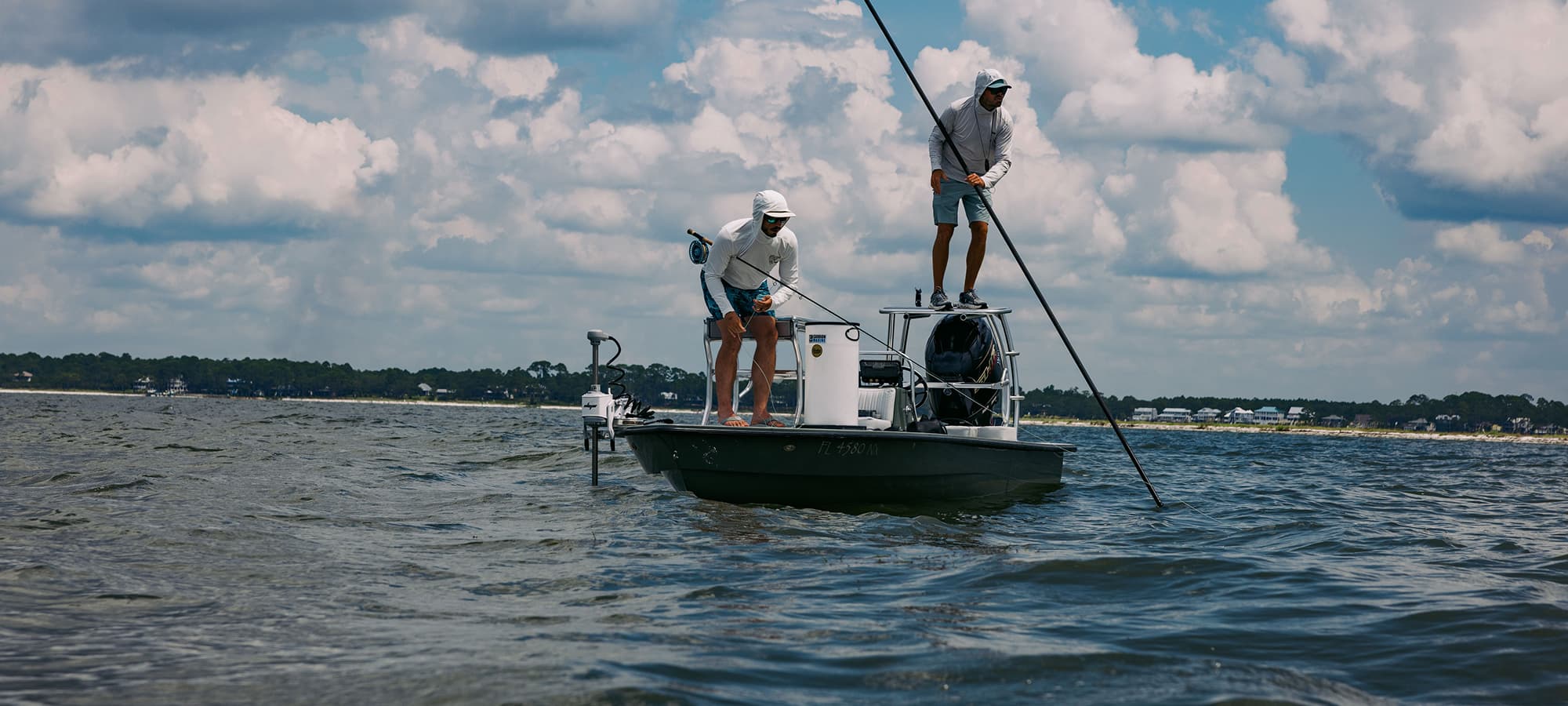 Two fisherman tarpon fishing
