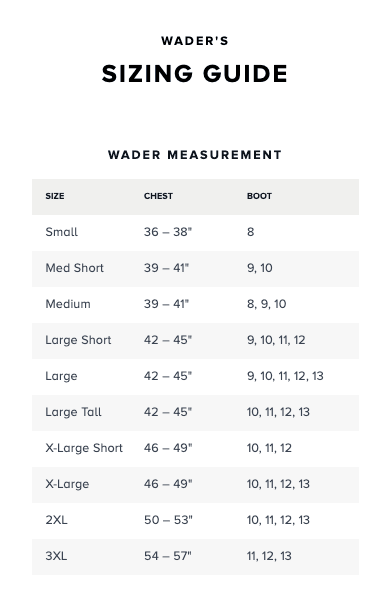 Wader Sizing Guide